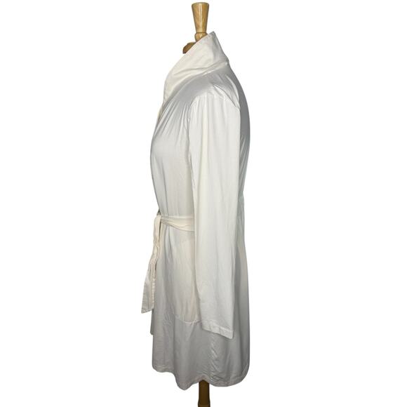 SOMA Restore Aloe Knit Short Robe in Ivory Size Small Cotton Blend Belted - Picture 2 of 9